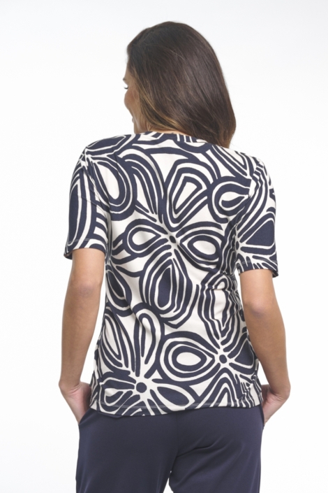 Zoso blauwe dames t-shirt | Model achteraanzicht