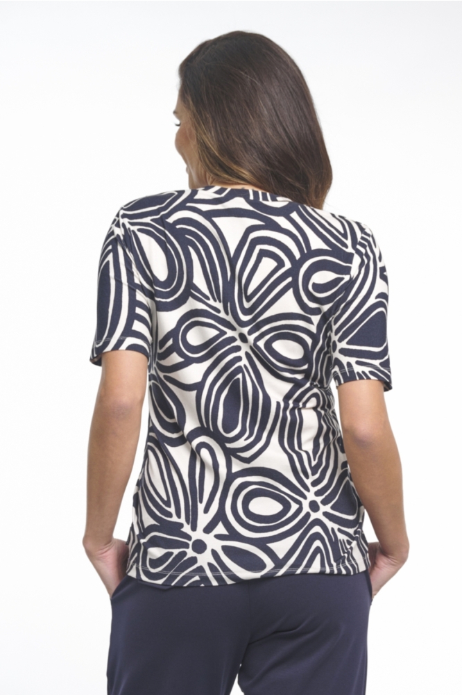 Zoso blauwe dames t-shirt | Model achteraanzicht