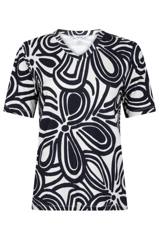 Zoso blauwe dames t-shirt | Vooraanzicht