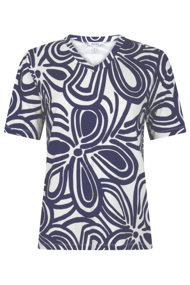 Zoso blauwe dames t-shirt | Vooraanzicht