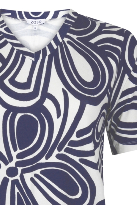 Zoso blauwe dames t-shirt | Close up