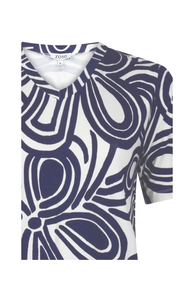 Zoso blauwe dames t-shirt | Close up