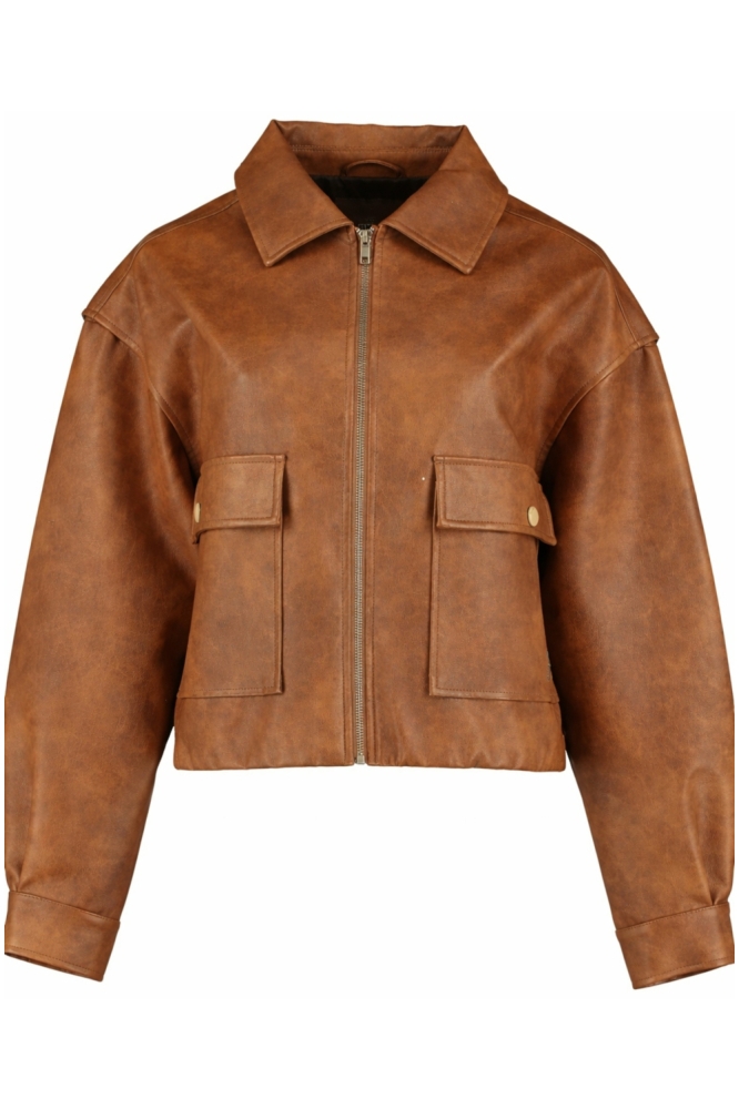 Harper & Yve cognac dames jas | Vooraanzicht