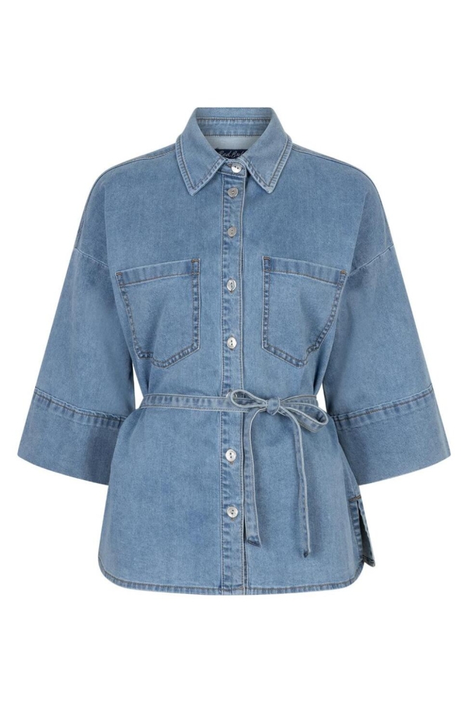 Red Button blauwe dames blouse | Vooraanzicht