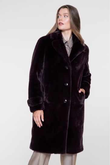 Geisha Jas FUR LOOK MANTEL MET KNOOPSLUITING 69542 21 000480 burgundy