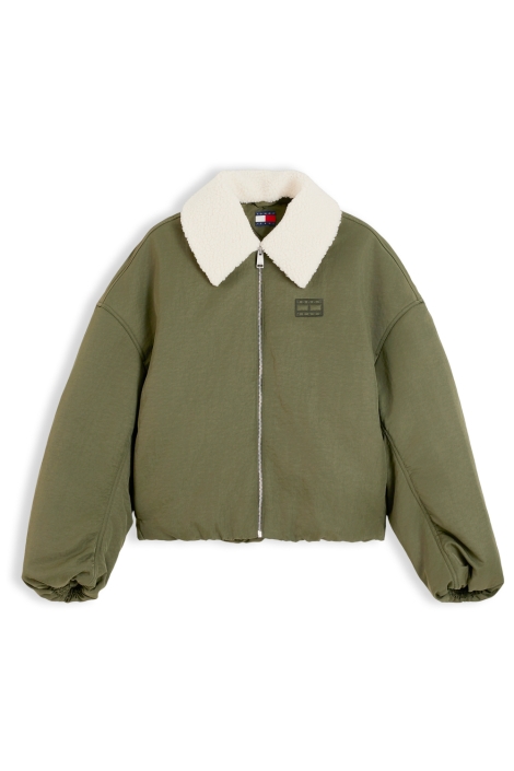 Tommy Jeans groene dames jas | Vooraanzicht