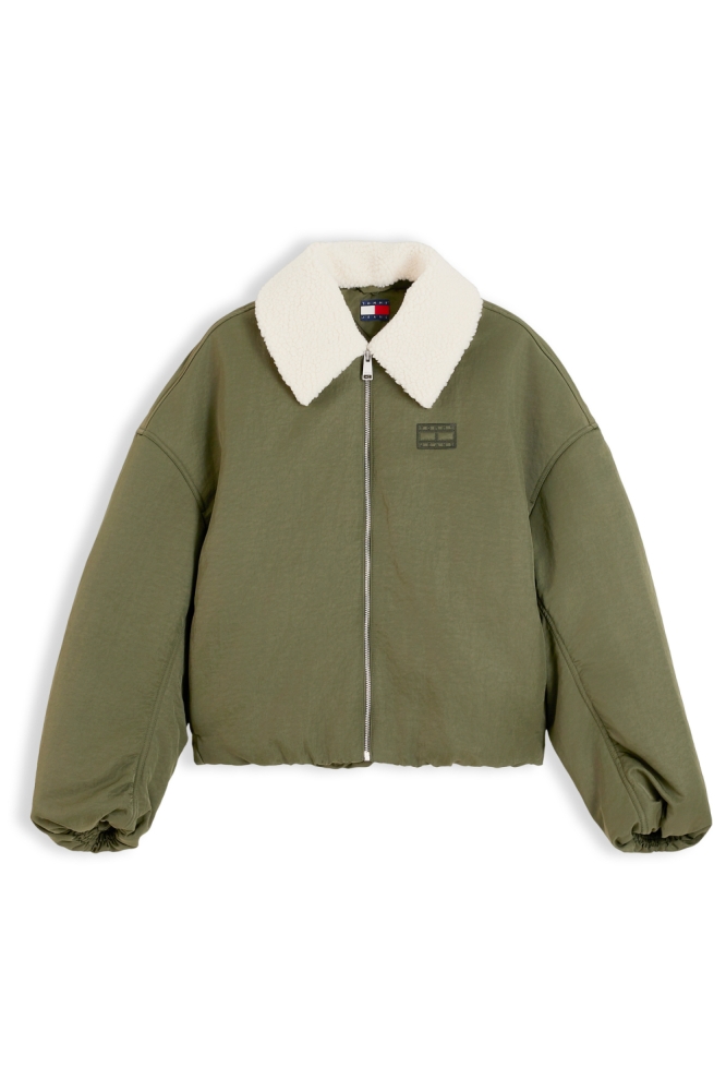 Tommy Jeans groene dames jas | Vooraanzicht
