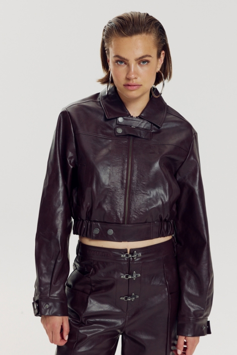 Harper & Yve blauwe dames jas | Model vooraanzicht