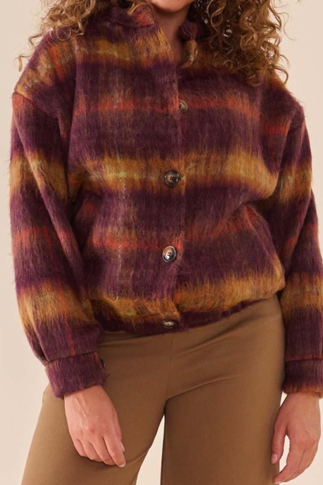 FOS Amsterdam bruine dames jas | Model vooraanzicht