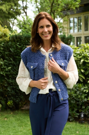 NED Vest VERDAL SL RMS BOUCLE KNIT 26W U311 01 Bijou Blue 