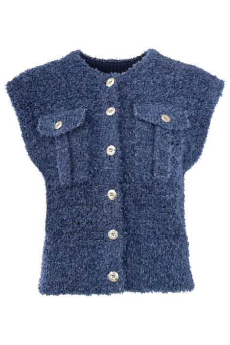 NED blauwe dames gilet | Vooraanzicht