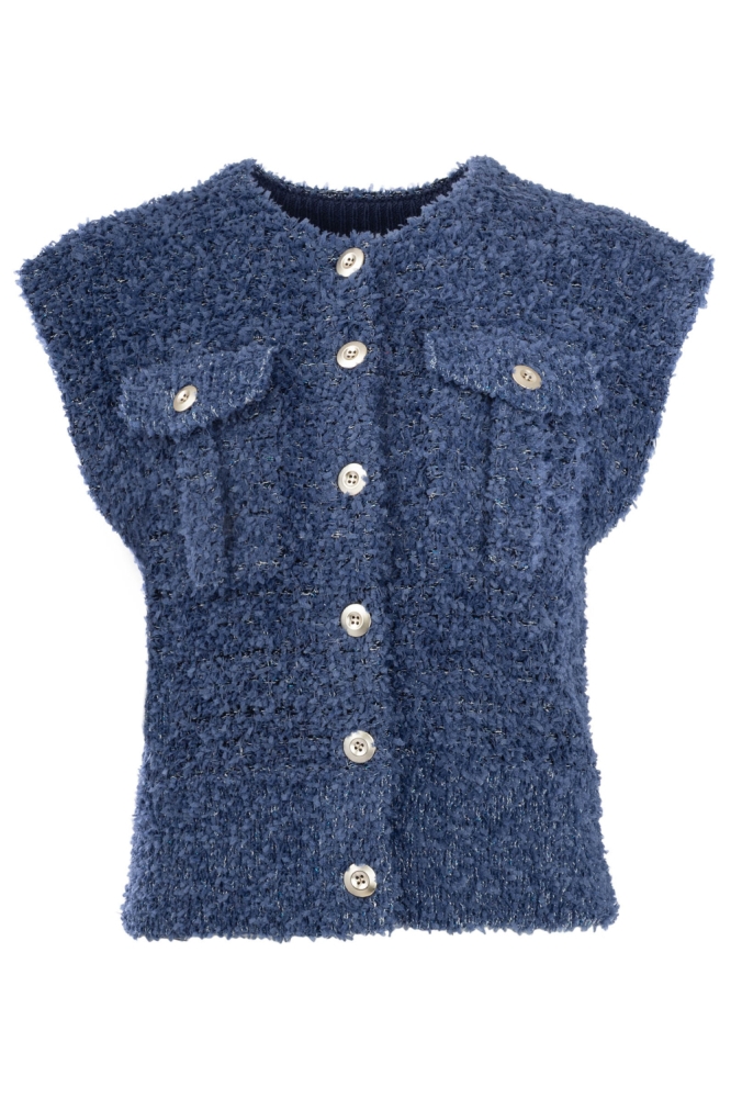 NED blauwe dames gilet | Vooraanzicht