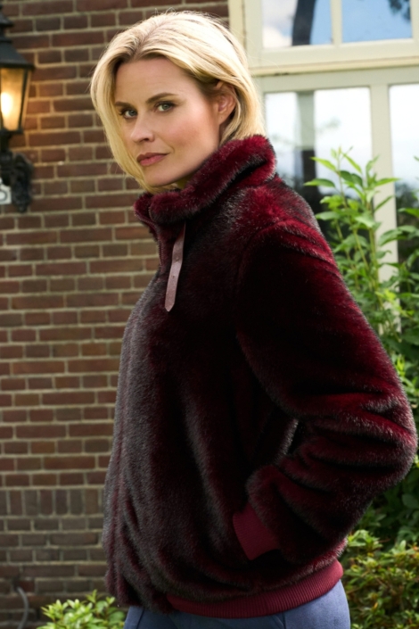 NED bordeaux dames jas | Model zijaanzicht