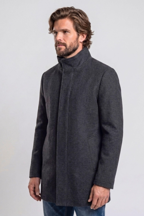 Campbell grijze heren jas | Model vooraanzicht