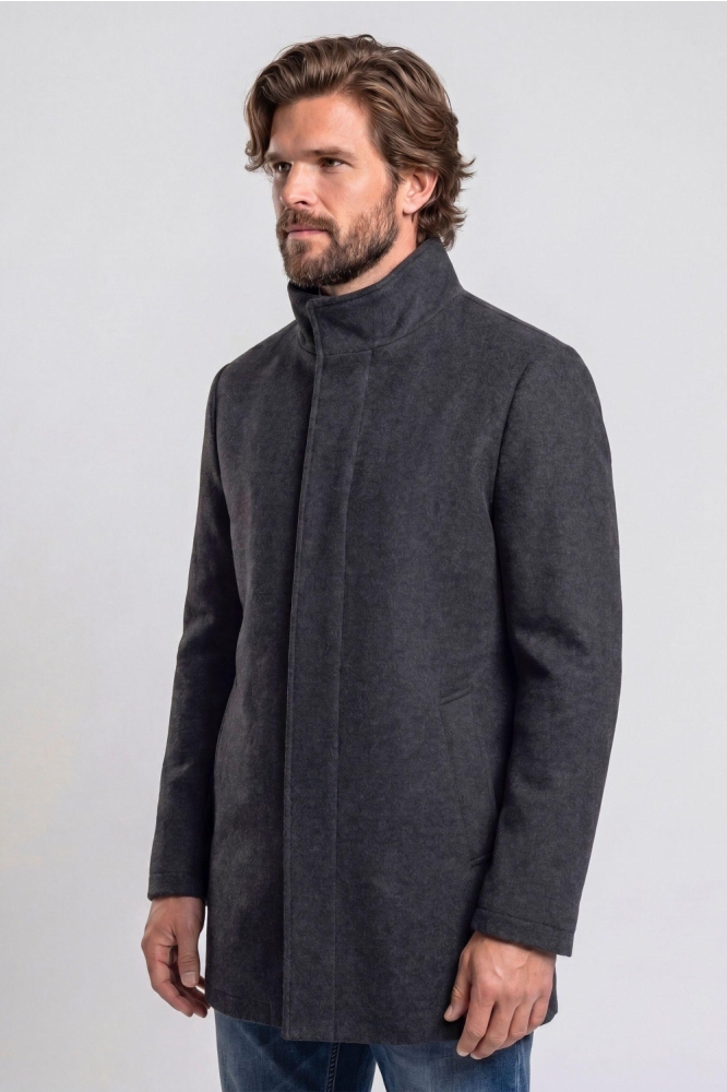 Campbell grijze heren jas | Model vooraanzicht