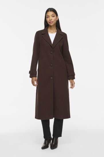 Vila Jas VIFEMKE L/S BUTTON LONG COAT - NOOS 14115074 COFFEE BEAN