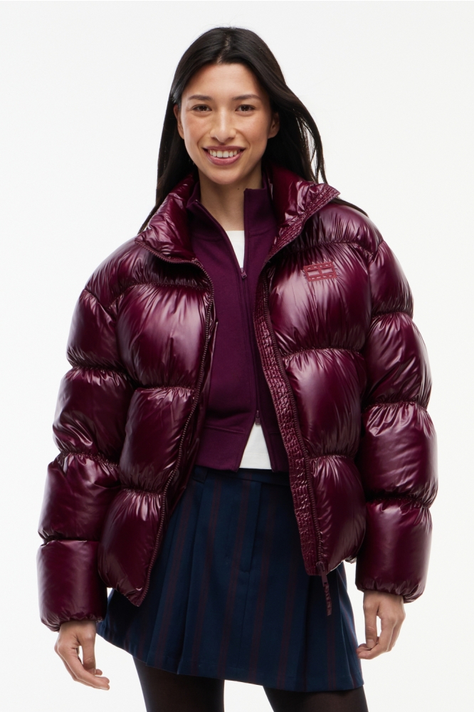Tommy Jeans bordeaux dames jas | Model vooraanzicht