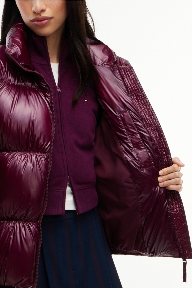 Tommy Jeans bordeaux dames jas | Close up