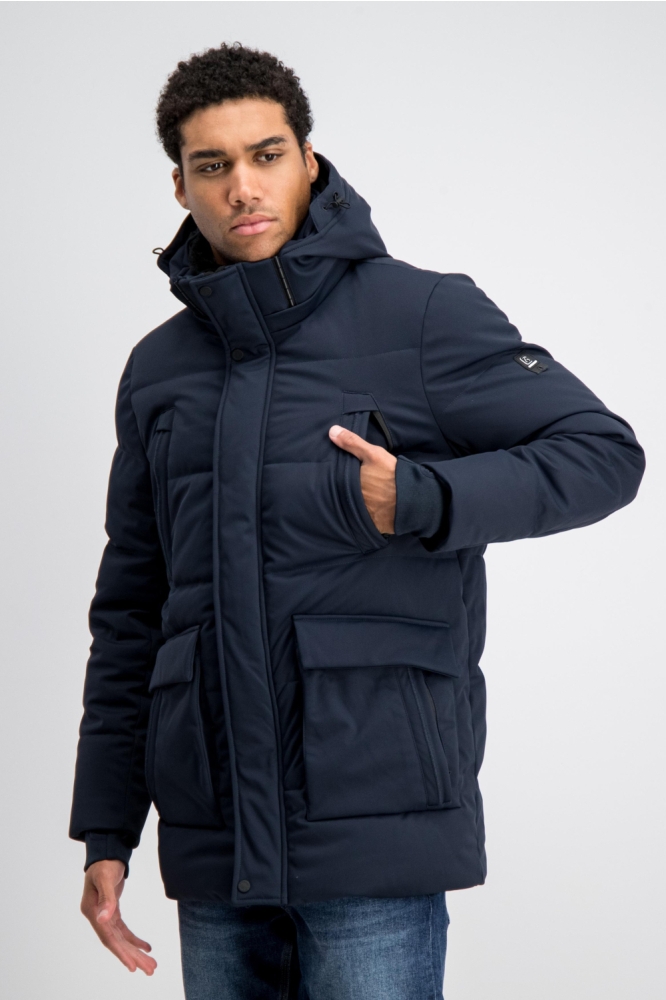 Gabbiano blauwe heren jas | Model vooraanzicht