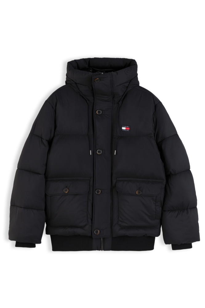 Tommy Jeans zwarte heren jas | Vooraanzicht