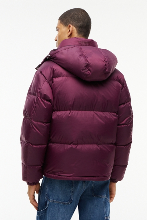 Tommy Jeans bordeaux heren jas | Model achteraanzicht