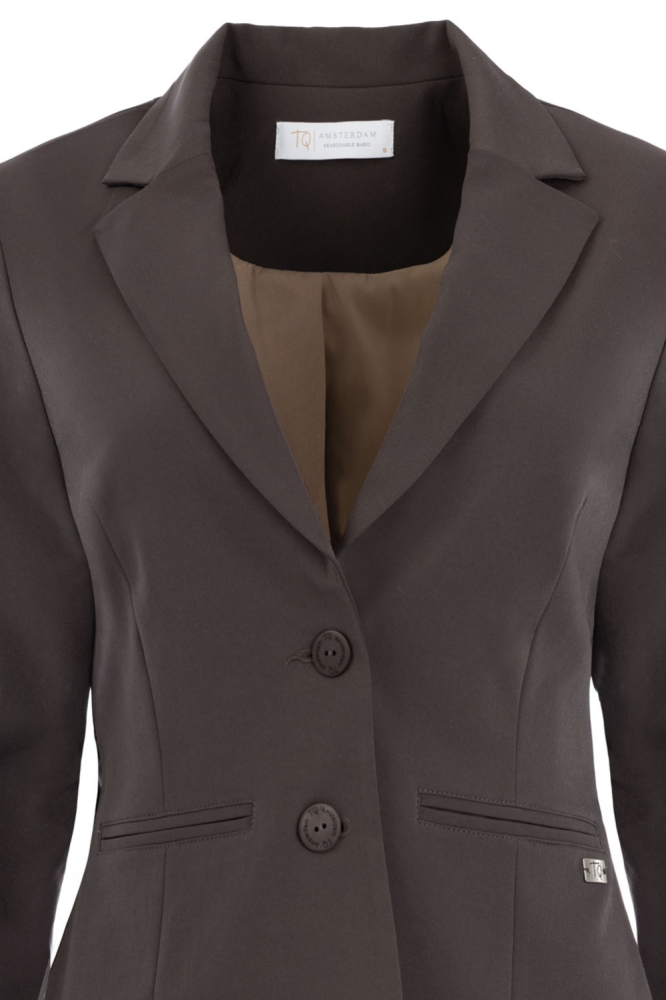 TQ Amsterdam bruine dames blazer | Close up