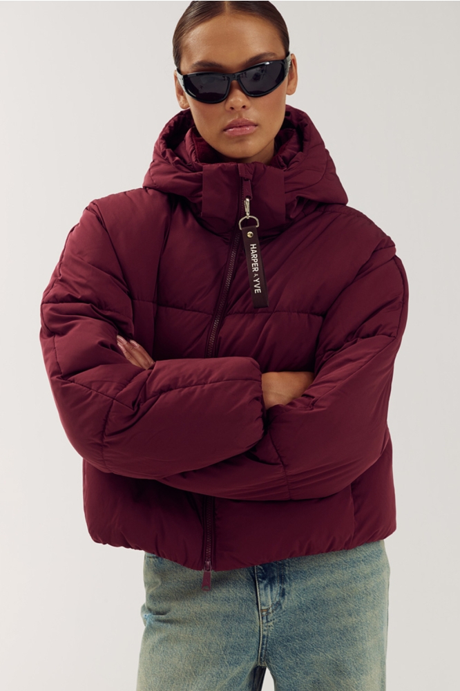 Harper & Yve bordeaux dames jas | Model vooraanzicht