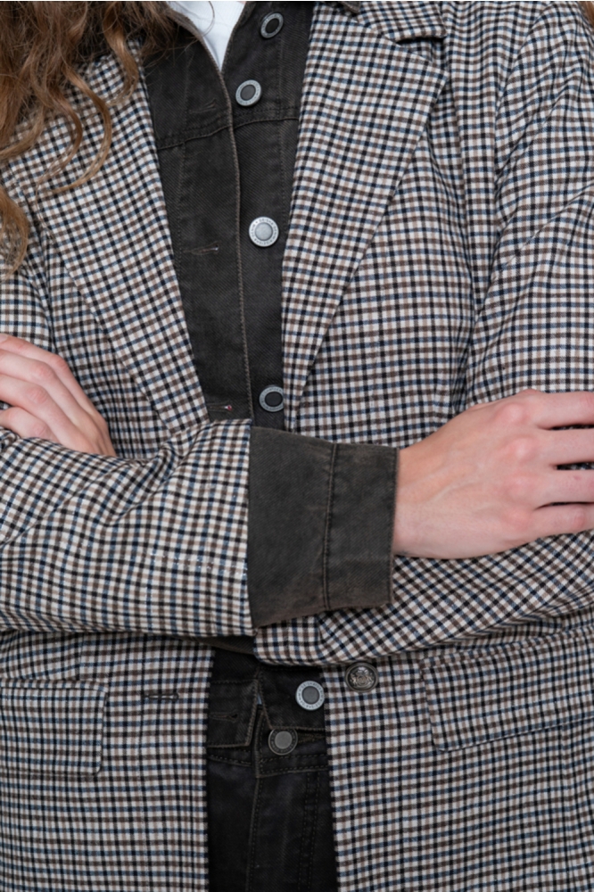 Geisha bruine dames blazer | Close up