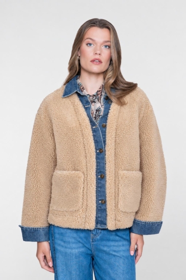 Geisha jacket denim & teddy Zand