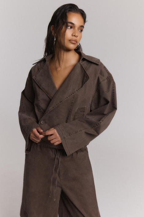 Refined Department bruine dames jas | Model vooraanzicht