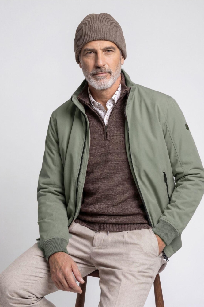 Campbell groene heren jas | Model vooraanzicht
