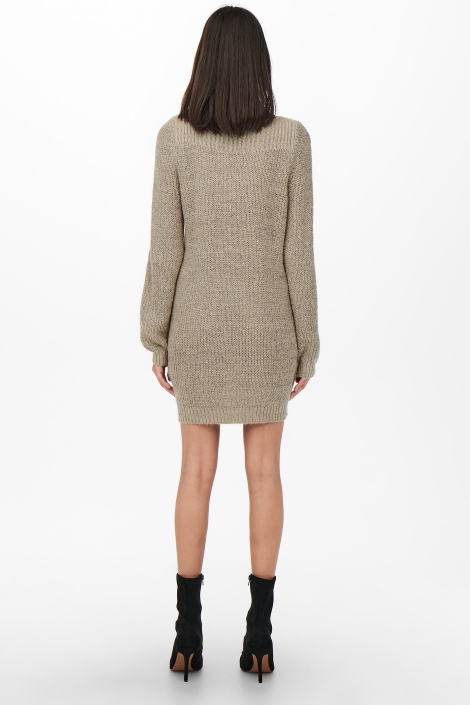 Jacqueline de Yong taupe dames jurk | Model achteraanzicht