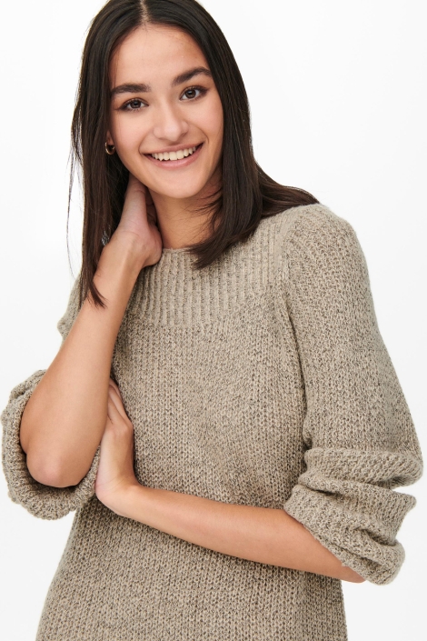 Jacqueline de Yong taupe dames jurk | Close up