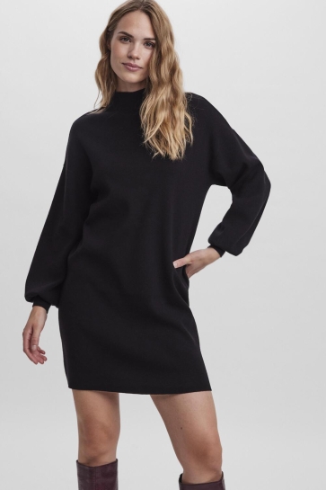 Vero Moda Jurk VMNANCY LS FUNNELNECK DRESS GA BOO 10249116 BLACK