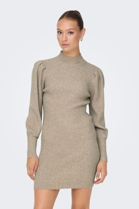 Only beige dames jurk | Model vooraanzicht