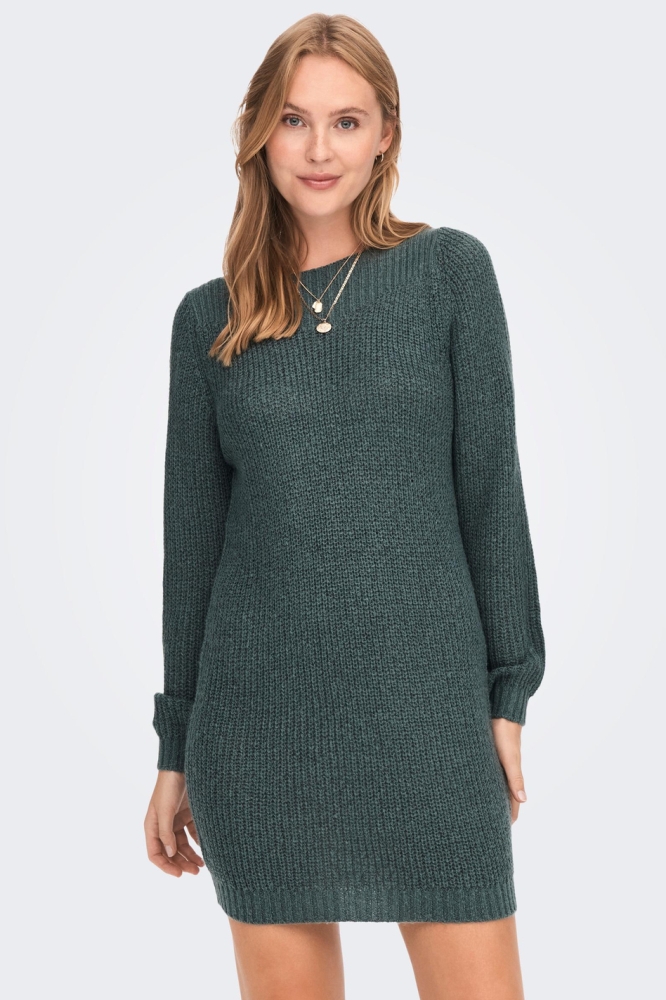 Jacqueline de Yong groene dames jurk | Model vooraanzicht