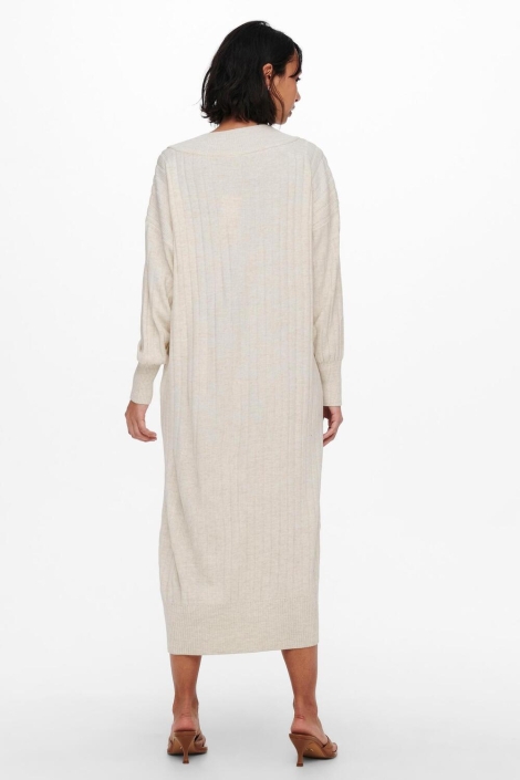 Only ecru dames jurk | Model achteraanzicht
