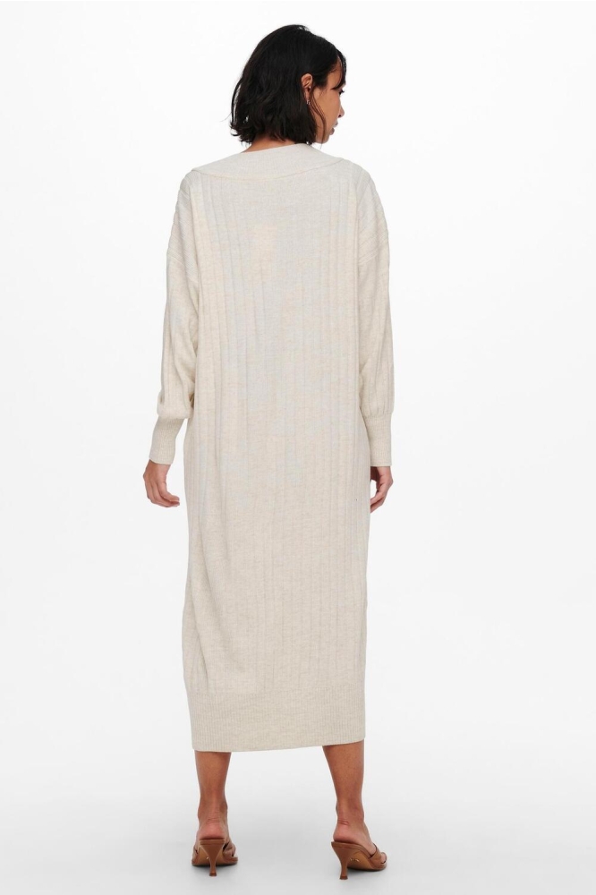 Only ecru dames jurk | Model achteraanzicht