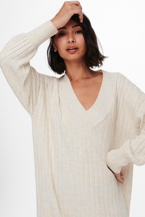 Only ecru dames jurk | Close up