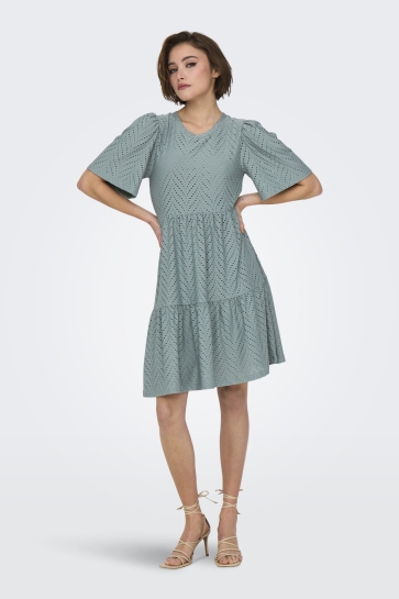 Jacqueline de Yong Jurk JDYCARLA CATHINKA S/S DRESS JRS ATK 15254680 CHINOIS GREEN