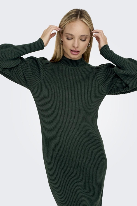 Only groene dames jurk | Model vooraanzicht