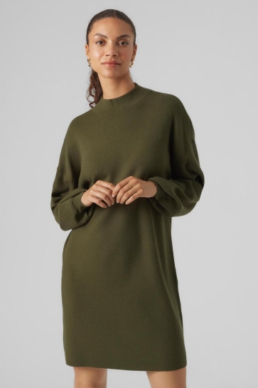 Vero Moda Jurk VMNANCY LS FUNNELNECK DRESS NOOS 10249116 RIFLE GREEN