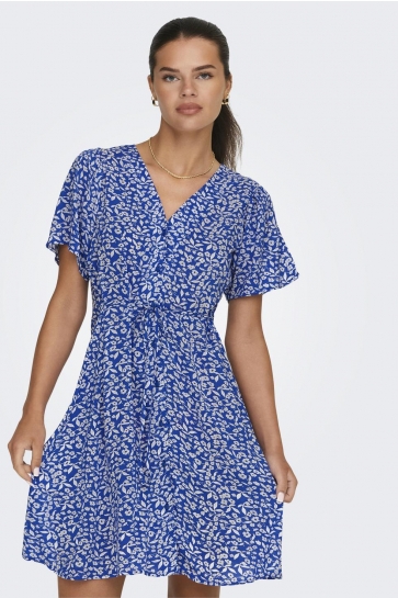 Only Jurk ONLEVIDA S/S SHORT DRESS WVN NOOS 15237382 NEBULAS BLUE/HANNA FLOW