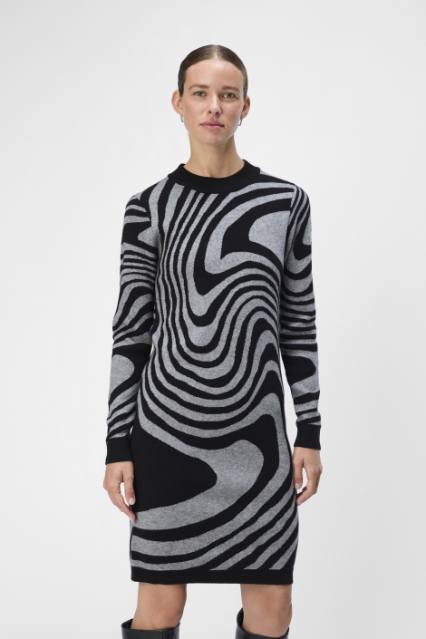 Object zwarte dames jurk | Model vooraanzicht