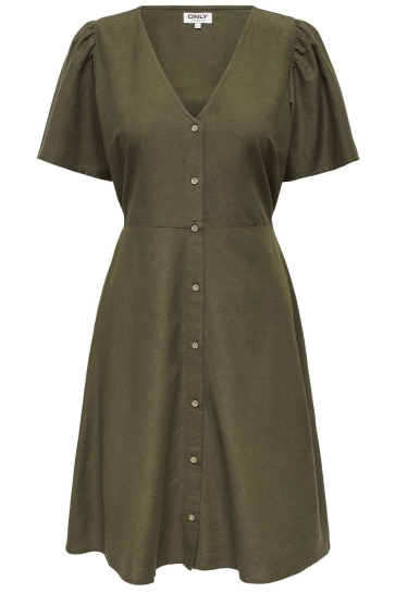 Only onlvita life linen s/s short dress Groen