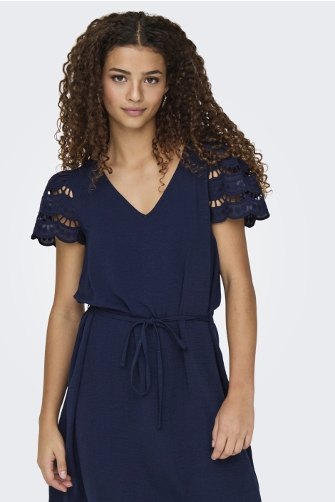 Jacqueline de Yong blauwe dames jurk | Close up