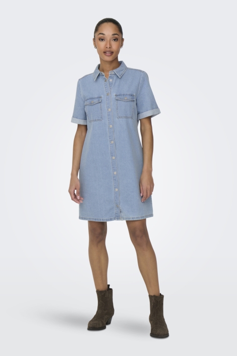 Jacqueline de Yong blauwe dames jurk | Model vooraanzicht