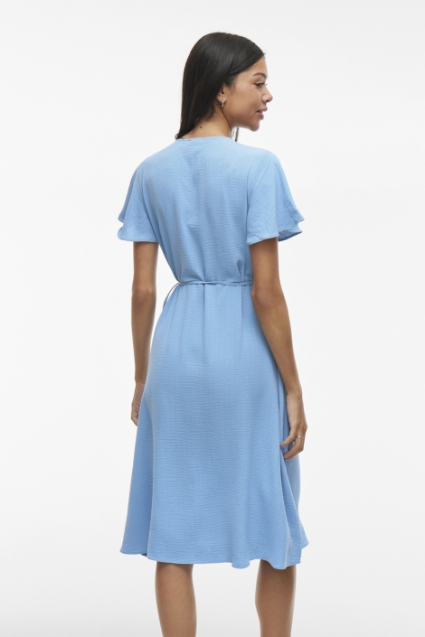 Vila blauwe dames jurk | Model achteraanzicht
