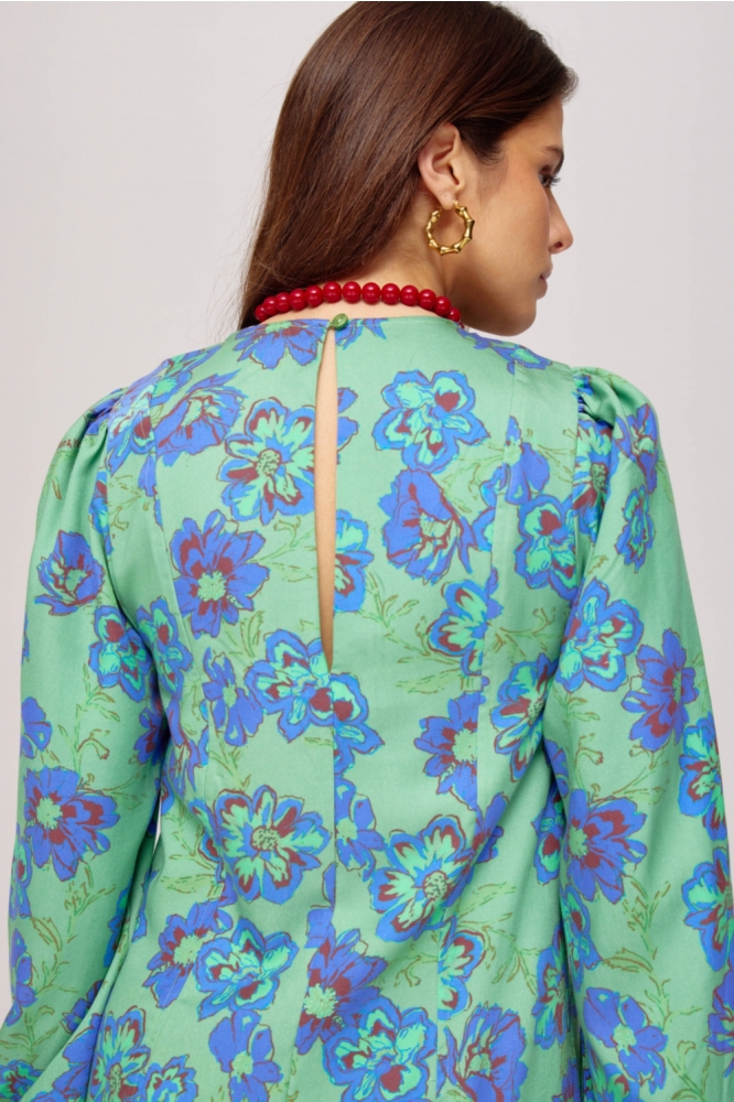 Harper & Yve groene dames jurk | Close up