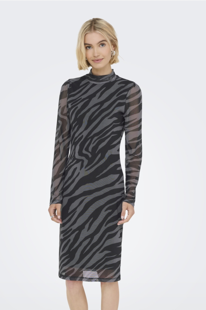 Only grijze dames jurk | Model vooraanzicht